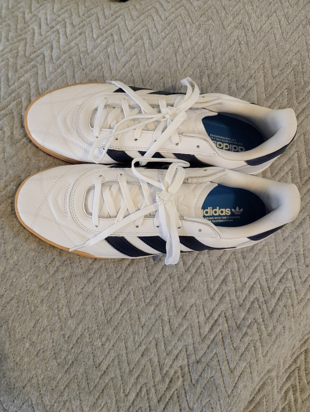 adidas White & Navy Indoor Court Sneakers
